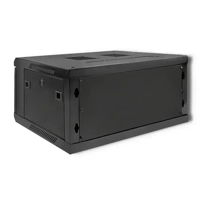 Qoltec RACK Cabinet 19" | 4U | 600 x 280 x 450 | Tempered doors | Hanging | Steel case | Lock | Black Фото num