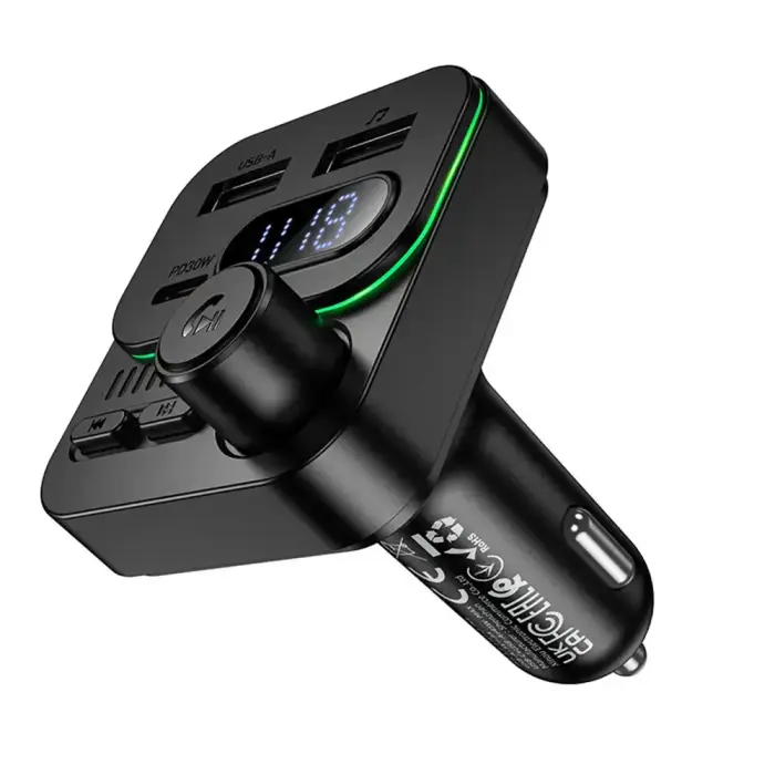 Borofone Transmitter FM BC61 Ocean MP3, Bluetooth - 2xUSB + Type C - PD 45W black Photo