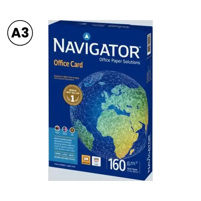 Papīrs NAVIGATOR OFFICE CARD A3 formāts 160 g/m2, 250 loksnes/iepakojumā Foto 2