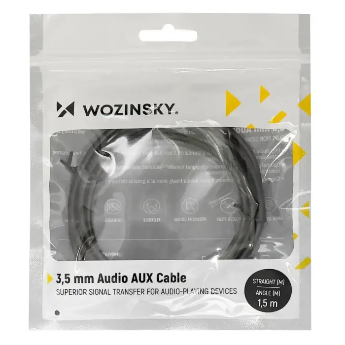 Wozinsky AUX cable angled (male-male) mini jack cable 1.5m black Photo