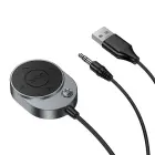 Wireless car receiver Hoco AUX Bluetooth with cable Jack 3,5 mm E150 metal gray Фото num