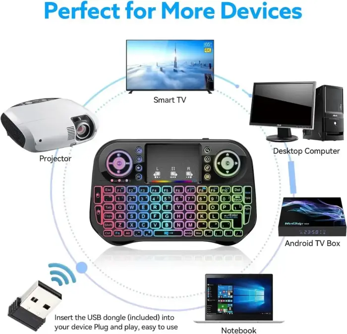 Fusion Rainbow compact wireless keyboard with touchpad and colorful backlit for Android | iOS | TV | PC  Photo