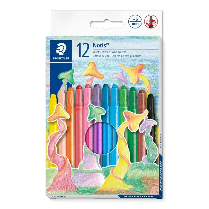Vaska krītiņi plastmasas korpusā STAEDTLER NORIS CLUB 221 diametrs 6mm, 12 krāsas Photo