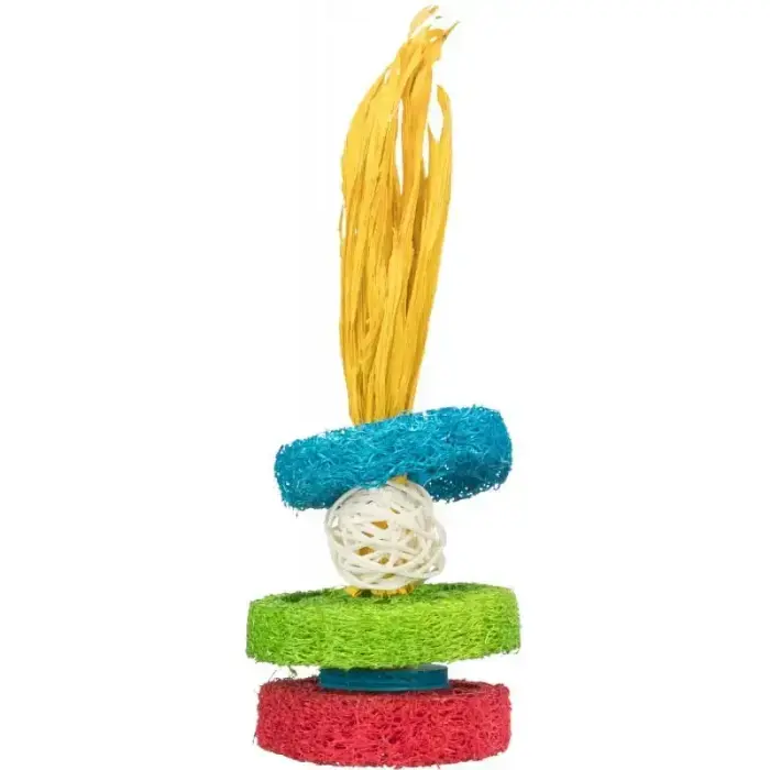Игрушки для маленьких животных : Кольца Trixie Luffa с ротанговым мячом и деревянной пластиной, ø 6×20 см Фото num