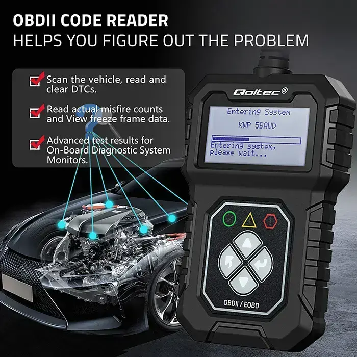 Qoltec Digital OBD2 EOBD diagnostic Tester Interface ProLine  | 8V-25V | Dual System Photo
