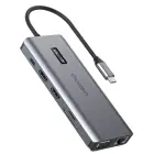 Choetech multifunctional HUB with display 12in1 USB-C to USB-C / USB-A / HDMI / VGA / AUX / SD / TF gray (HUB-M26) Фото num
