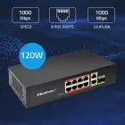 Qoltec FAST Ethernet PoE SWITCH 8x RJ45 PoE 2x RJ45 Uplink 1x SFP | 120W | 1000 Mb Photo
