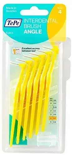 TePe Interdental Brushes Angle Yellow 6 X 0.7mm Brushes Photo