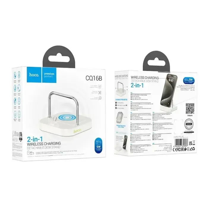 Desktop charger Hoco 2in1 USB C PD QC 3A 30W + wireless charging 5W CQ16B milky white Фото num
