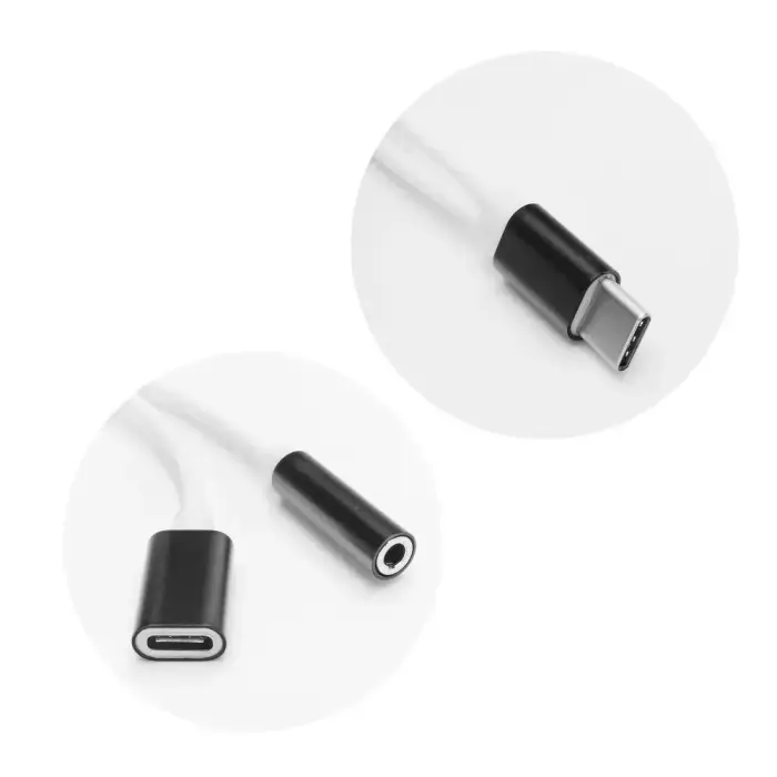 Adapter AUX 2in1 Type C (male) to Type C (female) / Jack 3,5 mm (female) black Photo
