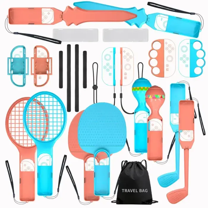 Nintendo Switch 23-in-1 Family Accessory Pack 2 - Orange and Blue Set Photo