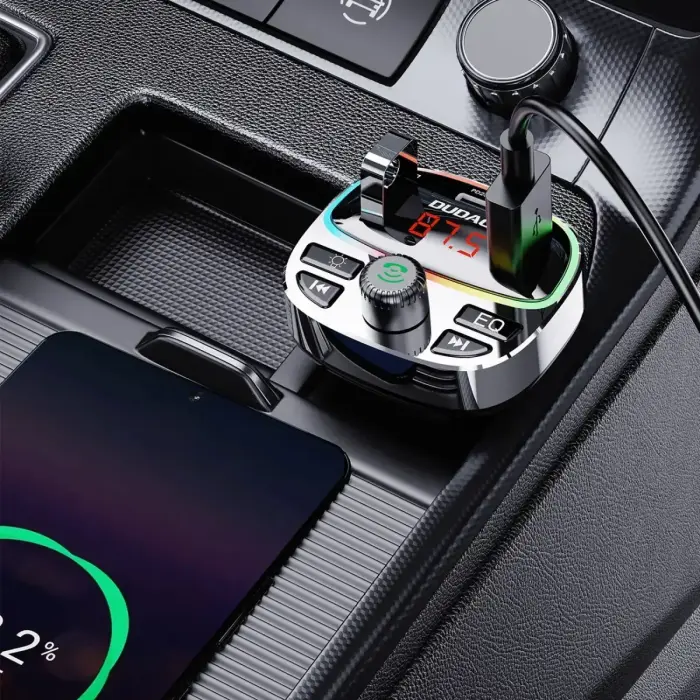 Dudao R2PRO+ Transmitter with PD25W Bluetooth 5.3 RGB Charging Ports - Black and Silver Foto 4