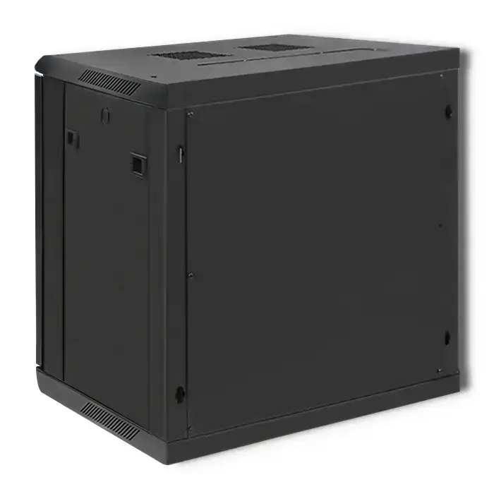 Qoltec RACK Cabinet 19" | 12U | 600 x 635 x 450 | Tempered doors | Hanging | Steel case | Lock | Black Фото num