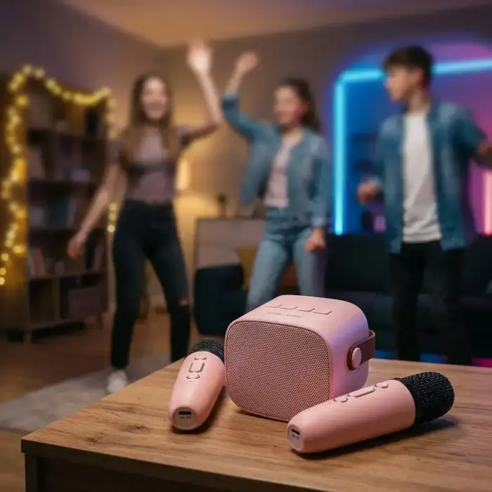 Blavec Portable Bluetooth Speaker WS-07 Karaoke Party - 5W with 2 microphones (WS07-2MP) pink Фото num