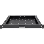 Qoltec Solid steel mount shelf with handle for RACK | 600*600 | Pull-out | Black Photo