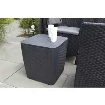 Garden table/storage box Luzon Flat Wicker, grey Photo