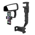 Adjustable car rearview mirror holder for smartphone black Foto 1