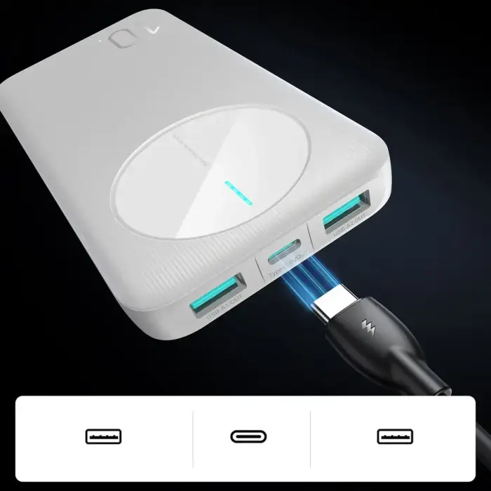 Joyroom JR-PBF12 внешний аккумулятор (powerbank) | 10000 mAh | 12W | USB-A, USB-C | белый Фото num