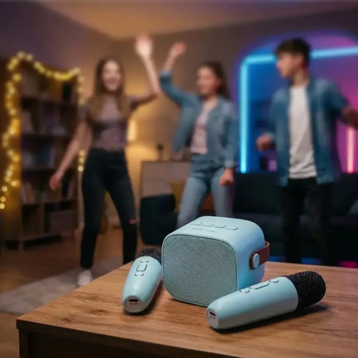 Blavec Portable Bluetooth Speaker WS-07 Karaoke Party - 5W with 2 microphones (WS07-2MBL) blue Фото num