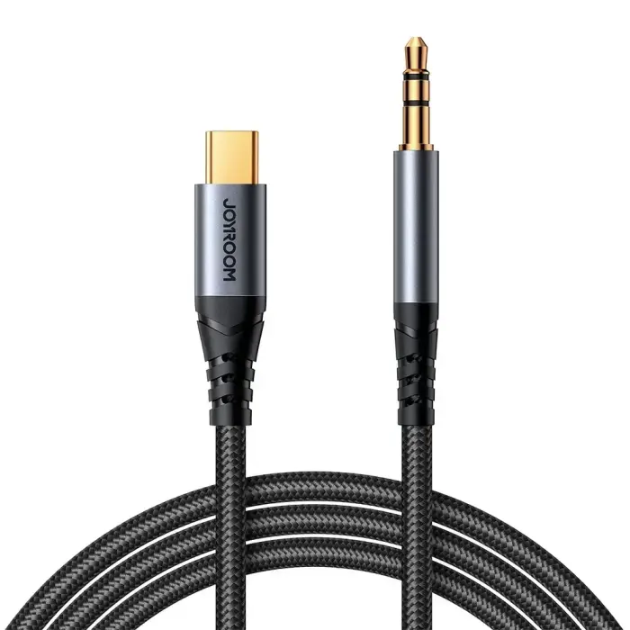 Joyroom stereo audio cable AUX 3.5 mm mini jack - USB-C for phone 1.2 m black (SY-A07) Photo