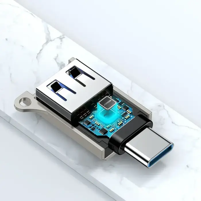 Joyroom S-H151 USB-C (male) | USB-A (female) Adapter with Lanyard Eyelet - Silver Фото num