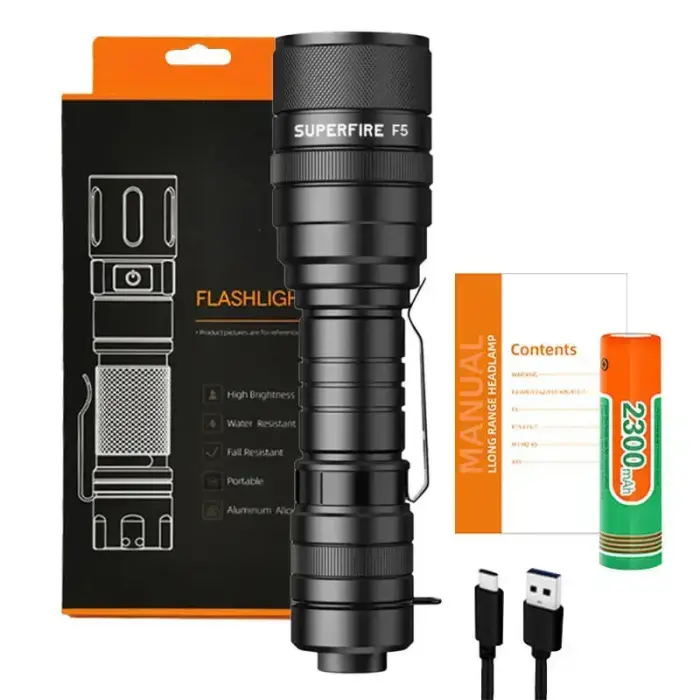Flashlight Superfire F5, 1100lm, USB Фото num