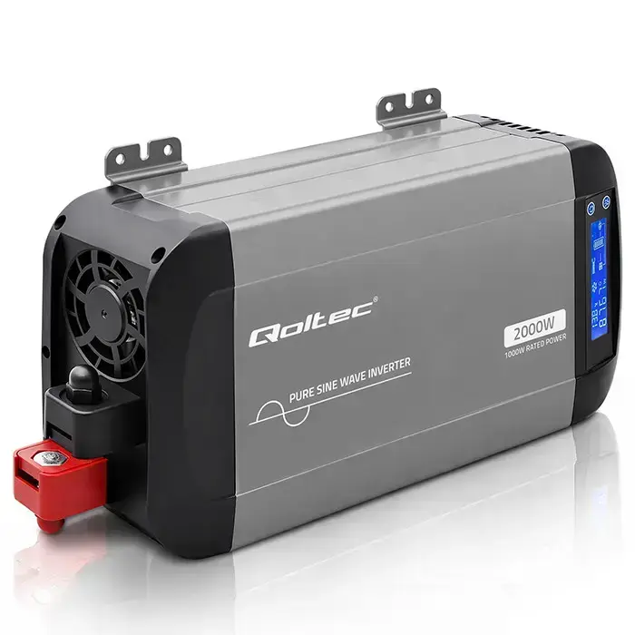 Qoltec Pure Sine Wave Inverter | 12V to 230V | 1000/2000W | LCD | USB | USC-C | Compatible with LiFePO4 GEL AGM  Foto 9