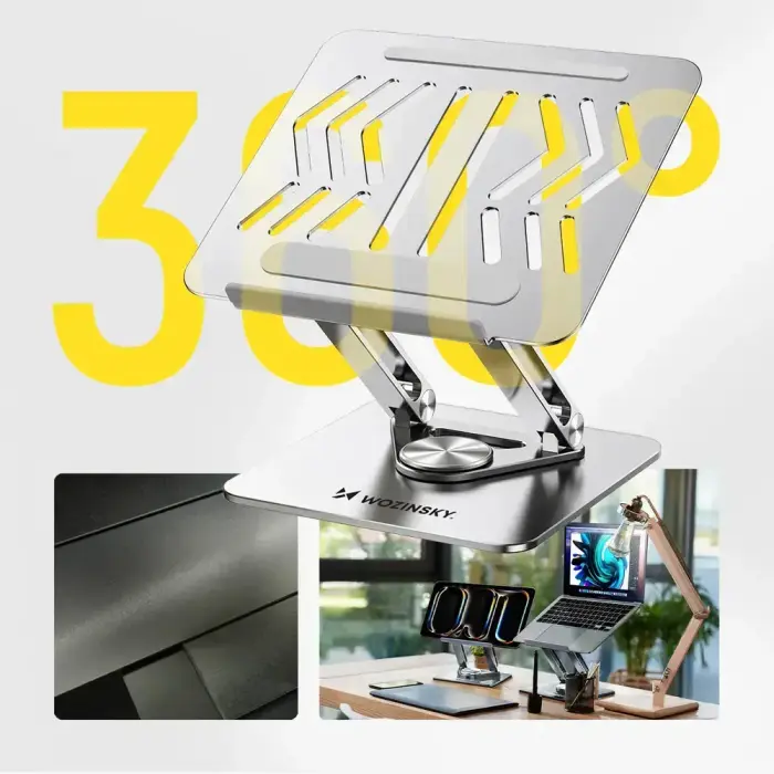 Wozinsky WRS-CPY84SS Aluminum Laptop and Tablet Stand + Free Smartphone Stand - Silver Фото num