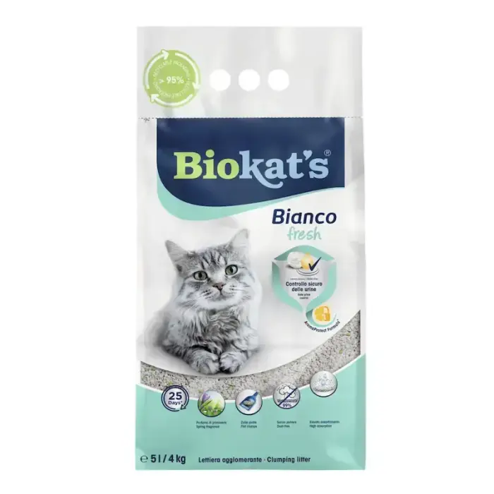 Smiltis kaķu tualetei - Biokats Bianco Fresh, 5 L Фото num