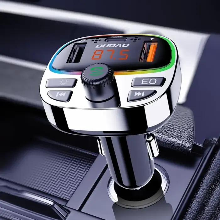 Dudao R2PRO+ Transmitter with PD25W Bluetooth 5.3 RGB Charging Ports - Black and Silver Foto 2