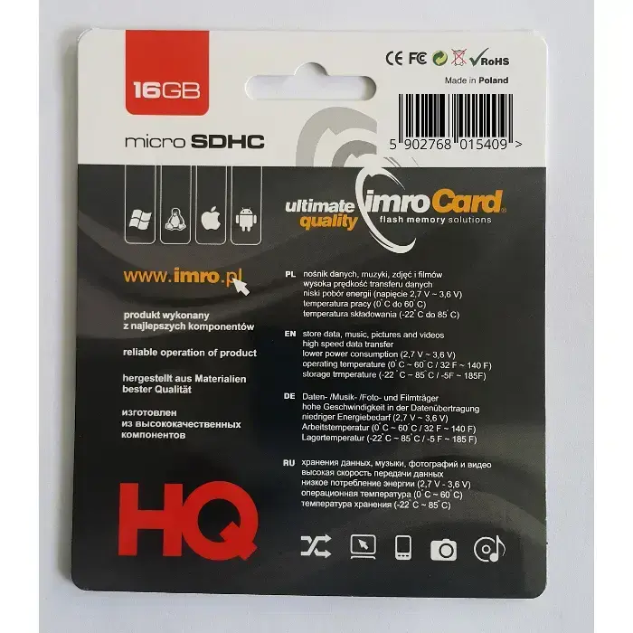 Imro memory card 16GB microSDHC cl. 6 Photo
