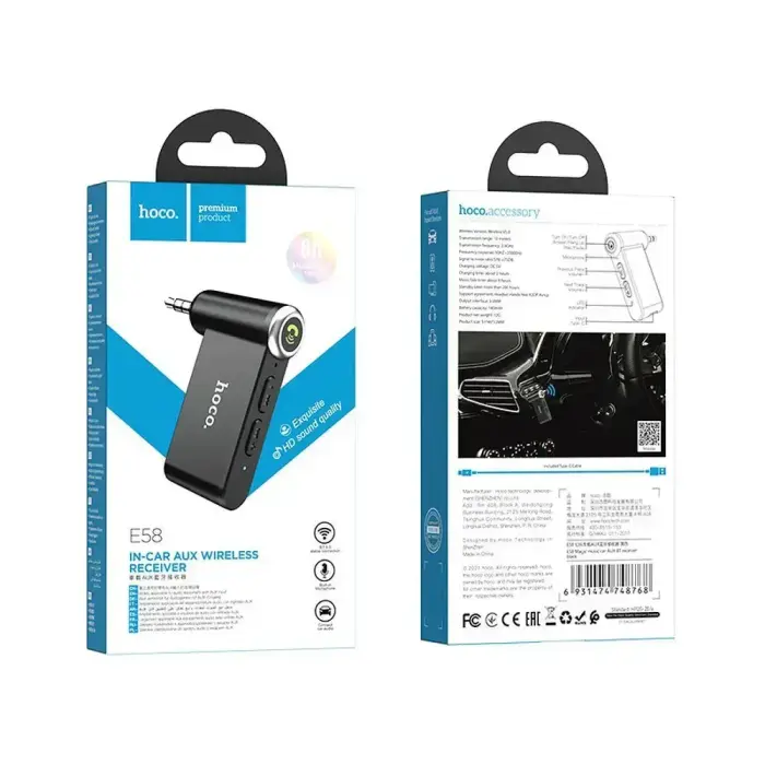 Wireless car receiver Hoco AUX Bluetooth Jack 3,5 mm E58 black Photo
