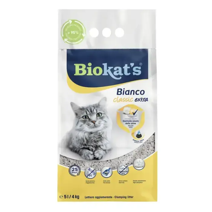 Smiltis kaķu tualetēm - Biokats Bianco Extra 5 L Foto 2