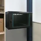 Qoltec RACK Cabinet 19" | 4U | 600 x 280 x 450 | Tempered doors | Hanging | Steel case | Lock | Black Фото num