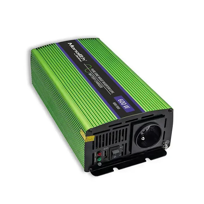 Qoltec Pure Sine Wave Inverter Monolith | battery charger | UPS | 300W | 600W |  12V to 230V Photo
