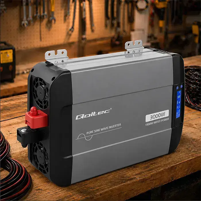 Qoltec Pure Sine Wave Inverter | 12V to 230V | 1500/3000W | LCD | USB | USC-C | Compatible with LiFePO4 GEL AGM  Foto 11