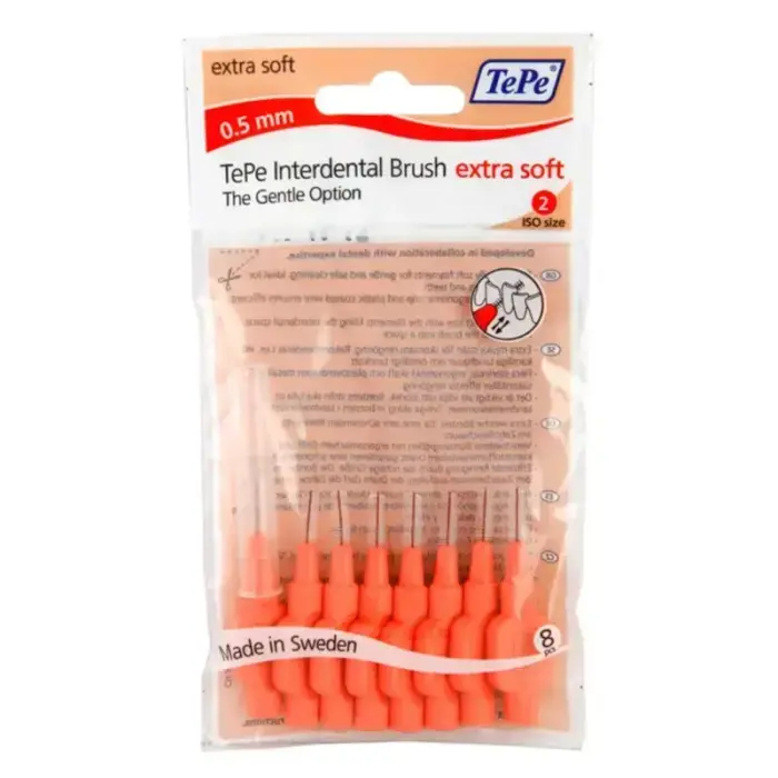 TePe Interdental Brush Extra Soft  Supersoft Dental Brush for Teeth Cleaning  Pack of 8  0.5 Mm  Extra-Small/Small Gaps  Red  Size 2 Фото num
