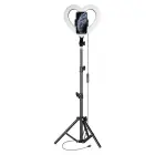 LED Ring Stream RGB lamp 10" with holder for mobile HEART + tripod JM26-10 black Фото num