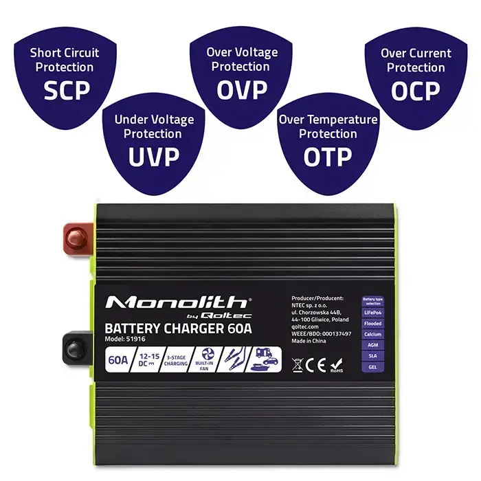 Charger for LiFePO4 AGM GEL SLA batteries 60A 1 Photo