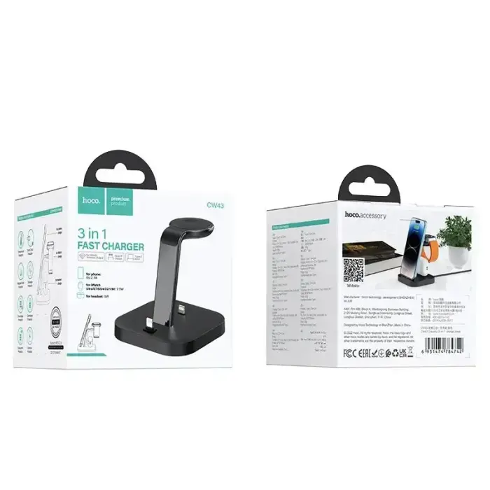 Wireless charger Hoco 3in1 CW43 black Photo