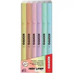 Teksta marķieri KORES HIGH LINER PASTEL, komplekts - 6 krāsas Фото num