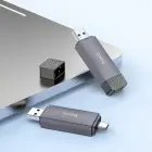 Card reader SD / TF Hoco USB A / USB C 2.0 metal gray Photo