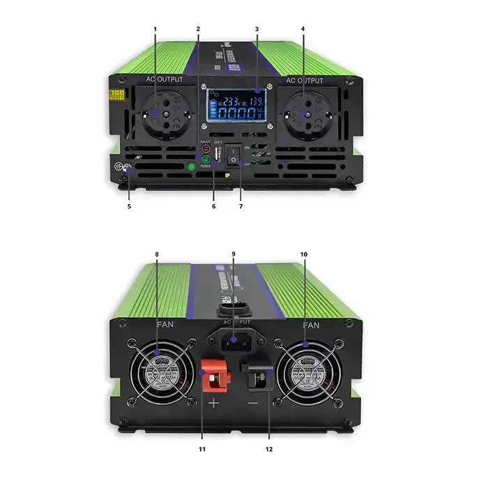 Qoltec Pure Sine Wave Inverter Monolith | battery charger | UPS | 2000W | 4000W | 12V to 230V | LCD Foto 10