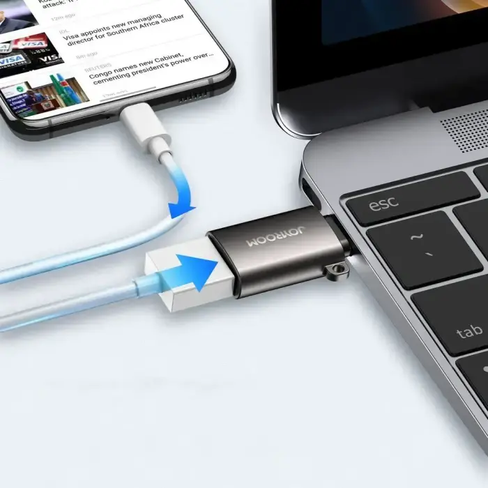 Joyroom USB 3.2 Gen 1 (Male) - USB Type C (Female) adapter black (S-H151 Black) Фото num