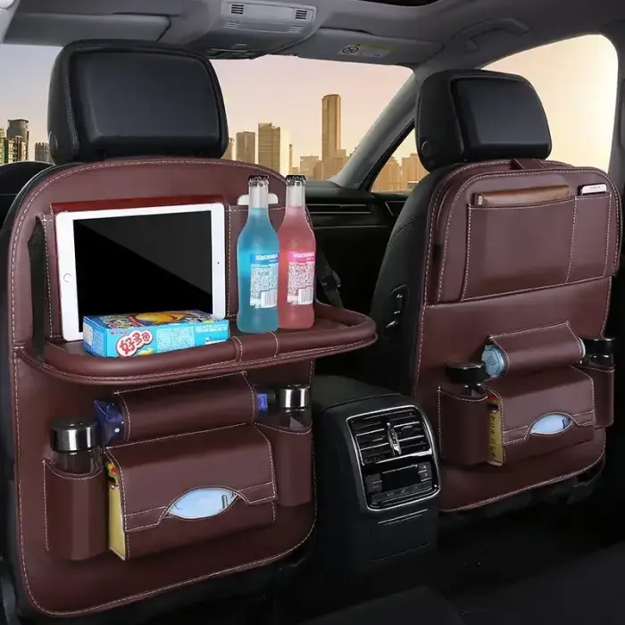 Car seat organizer seat protector seat cover shelf mini car table black Foto 5