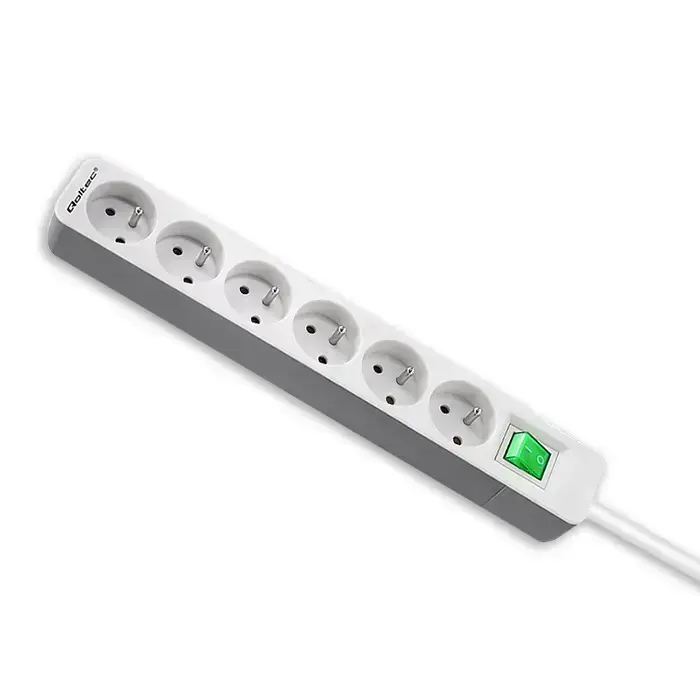 Qoltec Power strip | 6 sockets | 1.8m | White-grey Photo