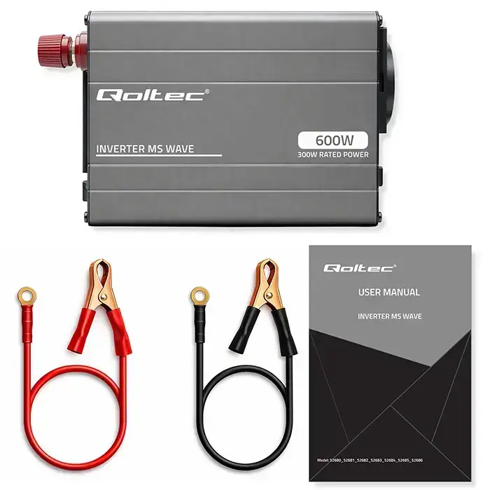 Qoltec MS Wave Voltage Converter | 12V to 230V | 300/600W | USB | Compatible with LiFePO4, GEL and AGM batteries Foto 12