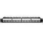 Qoltec Solid steel patch panel for 19'' rack | 24 ports | 1U | UTP | Black Photo
