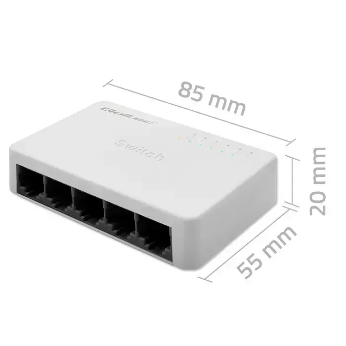 Qoltec Network SWITCH | 5 x RJ45 port | 100Mbps | Fast Ethernet | LAN Photo