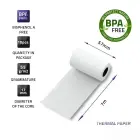 Qoltec Thermal roll 57 x 7 | 55g/m2 | 10pcs | BPA free Photo